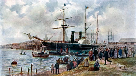De Ripon verlaat Southampton met troepen voor de Krim, 1904