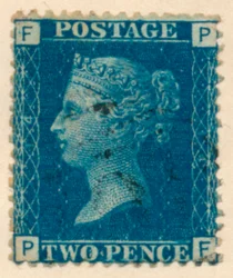 De postzegel Two Penny Blue of Two Pence Blue, jaren 1840