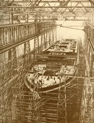 De White Star Liner Doric in Aanbouw, ca. 1930