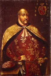 De Zaporozhische Kozakken Ataman Vasily Grigoryevich Gamaleya, ca 1760