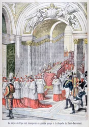 Het lichaam van paus Leo XIII overgebracht naar de kapel van het Heilig Sacrament, Vaticaan, 1903