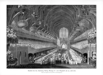 De kroningsbanket van George IV in Westminster Hall, Londen, 19 juli 1821