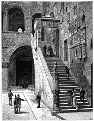 De binnenplaats van de Bargello, Florence, Italië, 1882