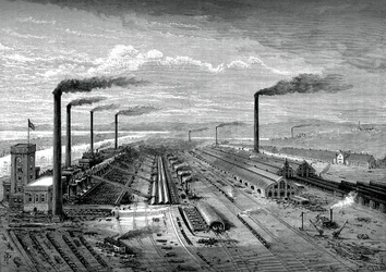 De ijzer- en staalfabrieken in Barrow, ca. 1880