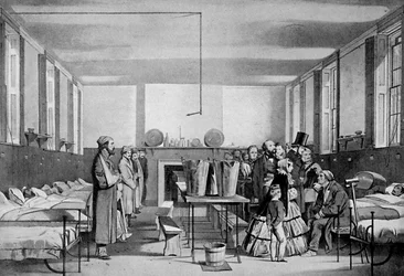 Het koninklijk bezoek aan het Brompton-ziekenhuis, 1850s, ca. 1920