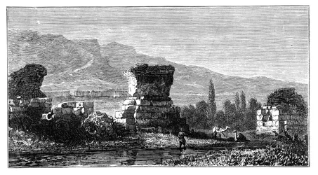 De ruïnes van Sardis, Lydië, Turkije, ca. 1890