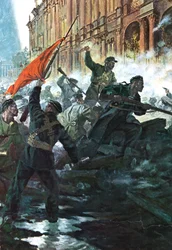 De bestorming van het Winterpaleis, St. Petersburg, Russische Revolutie, oktober 1917