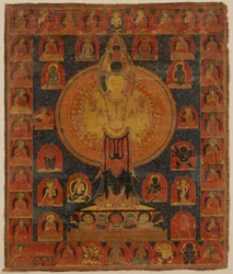 Duizendarmige Chenresi, een Kosmische Vorm van de Bodhisattva Avalokiteshvara, 14e eeuw