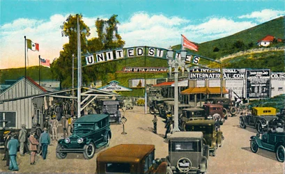 Tijuana, Mexico - internationale grenslijn, circa 1939