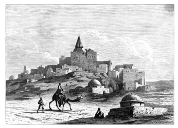 Graf van Jona, nabij de moskee, op de kunstmatige heuvel van Nabbi Yunis, Nineveh, Assyrië, ca. 1890