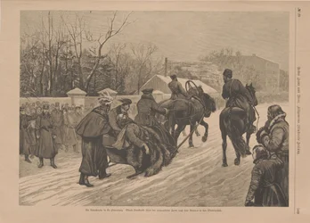 Transport van de gewonde Tsaar Alexander II na de aanslag, 1881