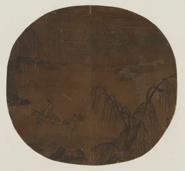 Reizigers onder wilgenbomen, Yuan of Ming-dynastie, 1279-1644
