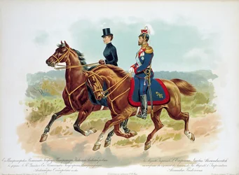 Tsaar Nicolaas II van Rusland in het uniform van het regiment van de levenswacht van Hare Majesteit