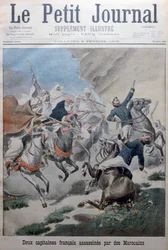 Twee Franse legerkapiteins aangevallen en gedood door Marokkanen, Marokko, 1902