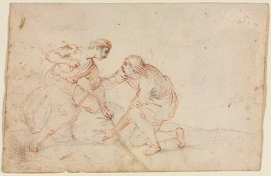 Twee mannen die een bundel vastbinden, 1600s