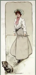 Twee zijn Gezelschap, dame golfer met haar hond, ca. 1900