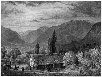 Uitzicht in een vallei van de Cordillera, Chili, 1877