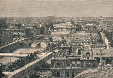 Uitzicht op Parijs, met de zeven bruggen, 1882