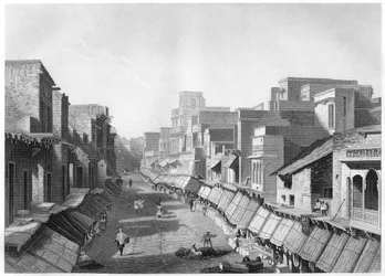 Uitzicht op de Hoofdstraat, Agra, ca. 1860