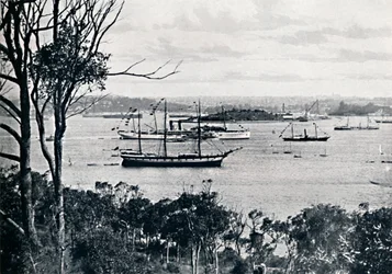 Uitzicht op de haven van Sydney vanaf North Shore, nr. 1, ca. 1900
