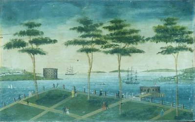 Gezicht op de Battery, New York, 1800-1850