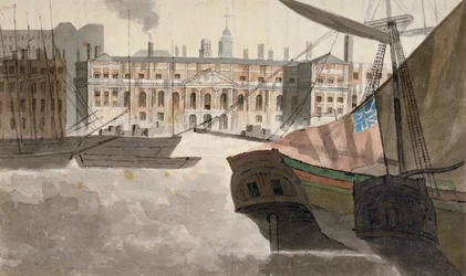 Uitzicht op het Douanehuis vanaf de Theems, City of London
