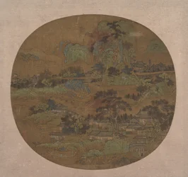 Dorp en Tempels in Jiangnan, begin 15e eeuw