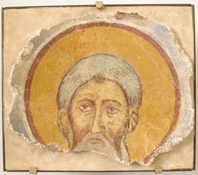 Muurschildering van een Mannelijke Heilige, Byzantijns, 12e eeuw, moderne restauratie