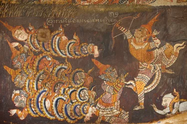 Wat Bo, Siem Reap Muurschildering van de Ramayana, Siem Reap, Cambodja