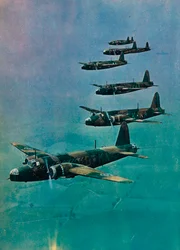 Wellington Bombers in formatie, 1940