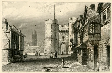 West Gate, Canterbury, Kent, c1845
