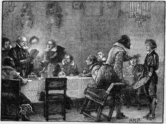 William Parker Lord Monteagle, ontvangt waarschuwingsbrief over het complot, 1605