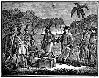 William Penn met Native Americans, Engelse Quaker kolonist, 1830