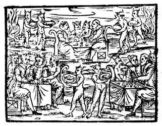 Heksen en tovenaars feestend op de Sabbat, 1608