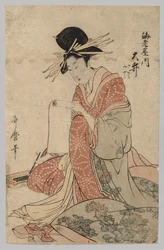 Vrouw van de Yoshiwara leest een rol, 1753-1806