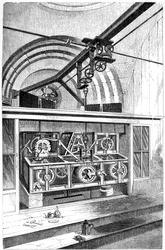 Werkende delen van de klok bij de Royal Exchange, Londen, 1866