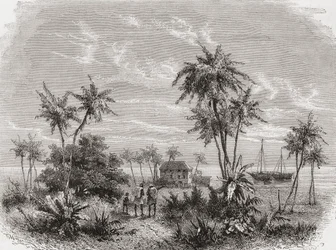 Huis van David Livingstone in Zanzibar, Tunesië, Oost-Afrika, illustratie uit 