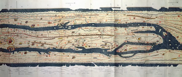 Detail van Italië uit de kopie van de Peutingerkaart