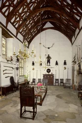 Interieur van de Grote Hal, Cotehele House, Cornwall