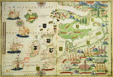 Kaart van Europa, uit een facsimile van de ‘Miller-atlas’ van Pedro en Jorge Reinel en Lopo Homem, gemaakt in 1519