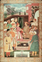 Parviz ontvangt zijn publiek, Jahangir School, Mughal