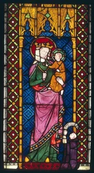 Glas-in-loodraam met Madonna en Kind uit Keulen, ca. 1380