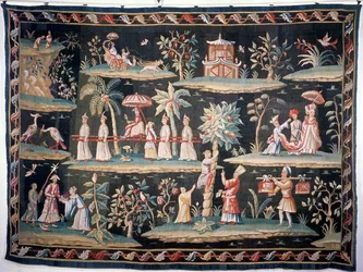 Wandtapijt in de Chinoiserie-stijl van John van der Bank, Soho Tapestry Works, begin 18e eeuw