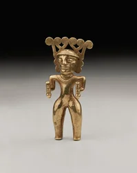 Een zeldzame figuur van een sjamaan in internationale stijl, waarschijnlijk uit Panama of Costa Rica, ca. 500-1000