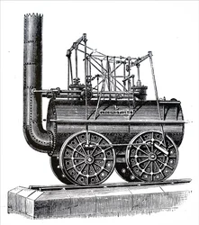 Een locomotief gebouwd door George Stephenson