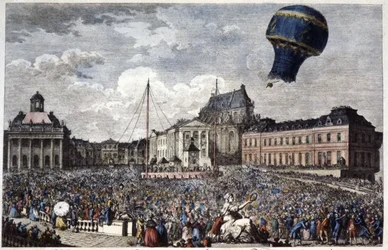 Opstijging van de heteluchtballon "Martial"