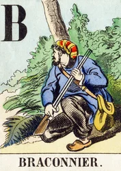 B: Stroper - Het Jachtalfabet, ca. 1890 (gravure)