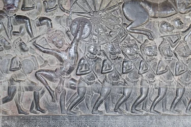 Bas-reliëfs in de noordelijke galerij van Angkor Wat, Cambodja