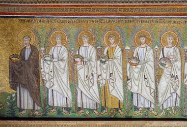 Detail van mozaïeken die Sint Martinus voorstellen