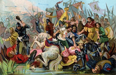 Slag bij de Gulden Sporen (1302), ca. 1900 (illustratie)